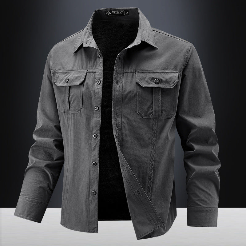 Herren Lässige Hemdjacke mit Brusttaschen Drune