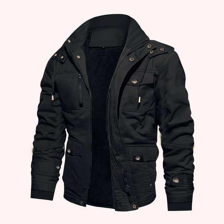 Herren gefütterte Utility-Feldjacke mit Kapuze und Teddyfutter Drune