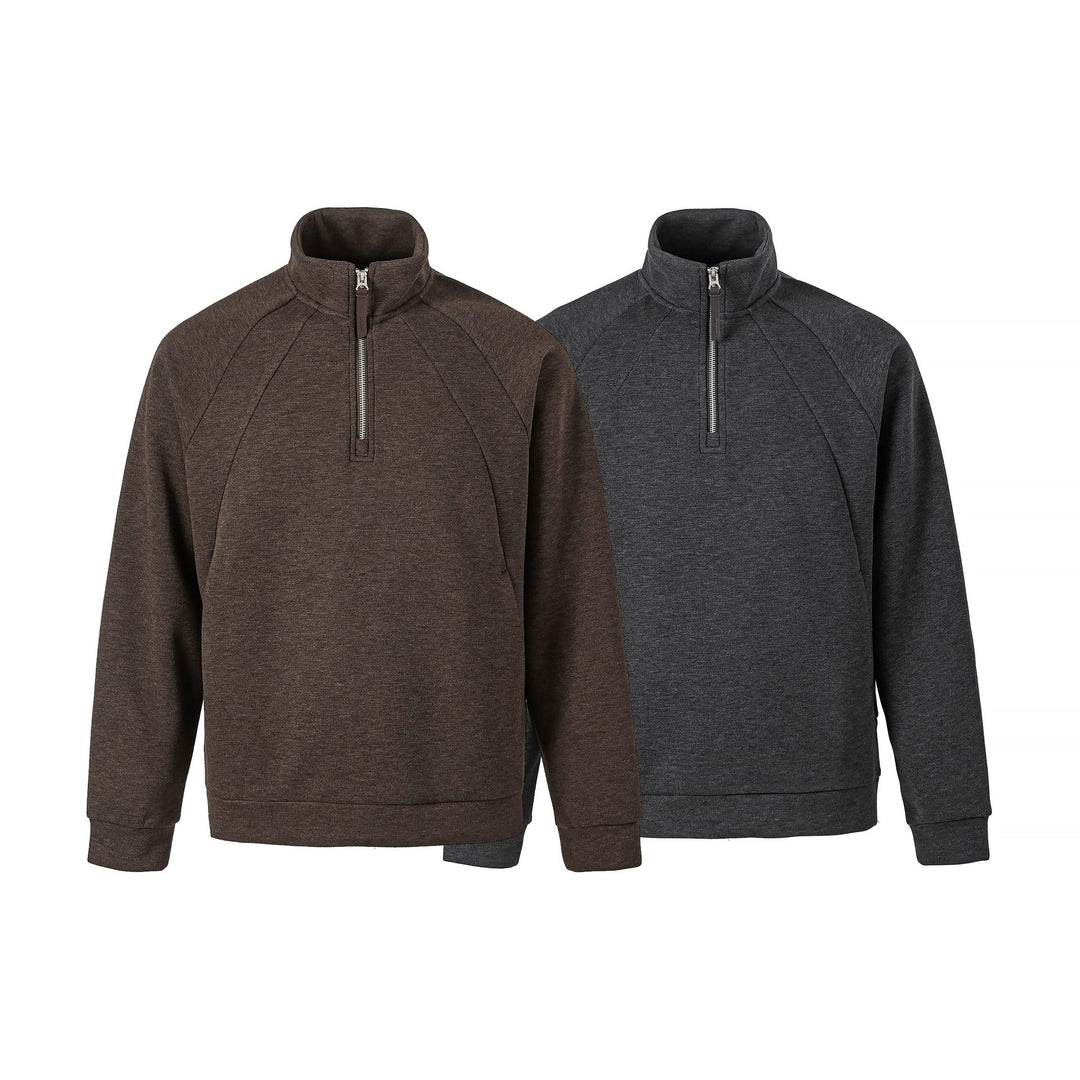 Unisex Halb‑Zip Oversize Sweatshirt mit Stehkragen und Raglanärmeln Drune