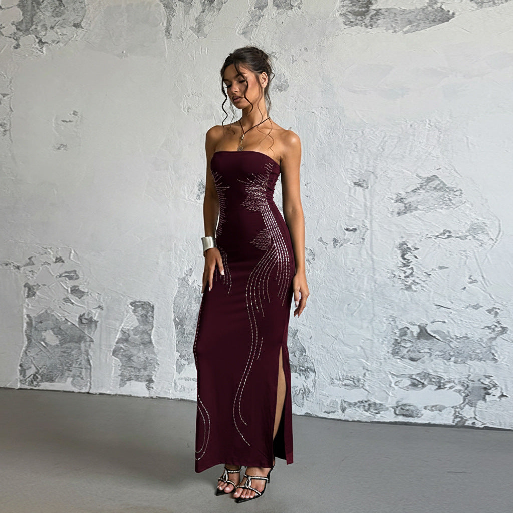 Damen Elegantes Bandeau-Minikleid mit funkelnden Akzenten Drune