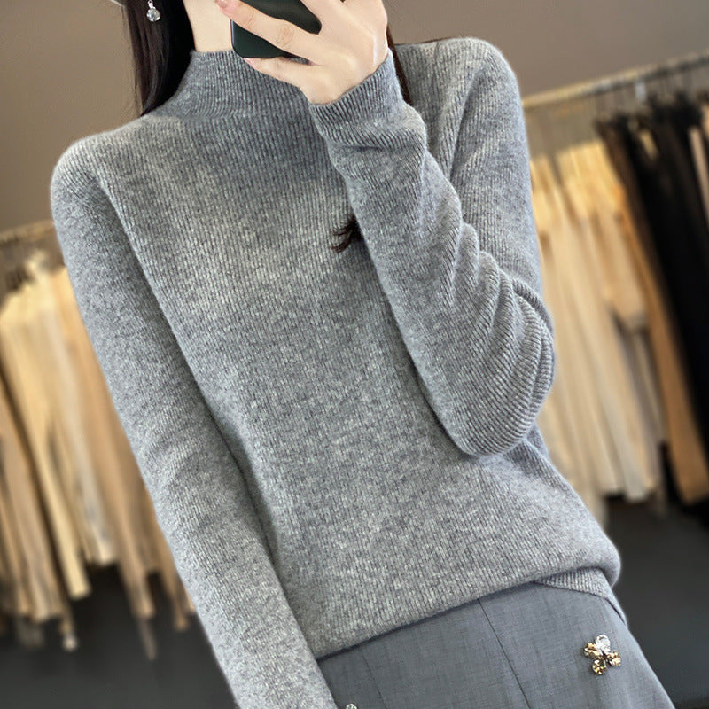 Damen Premium-Feinstrick-Mockneckpullover mit extra langen Ärmelabschlüssen und feiner Rippenstruktur Drune