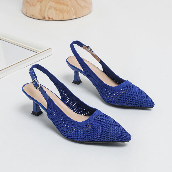 Atmungsaktive Strickschuhe mit spitzer Zehe und Knöchelriemen Drune