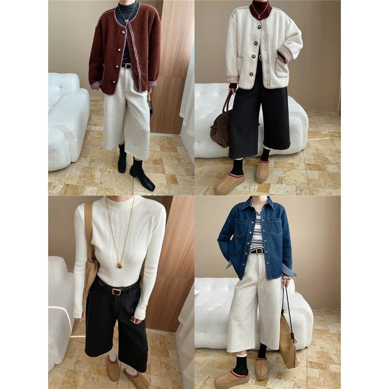 Damen kuschelige Strickjacke mit modischen Knopfdetails und oversized Schnitt Drune