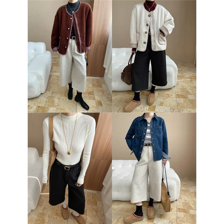 Damen kuschelige Strickjacke mit modischen Knopfdetails und oversized Schnitt Drune