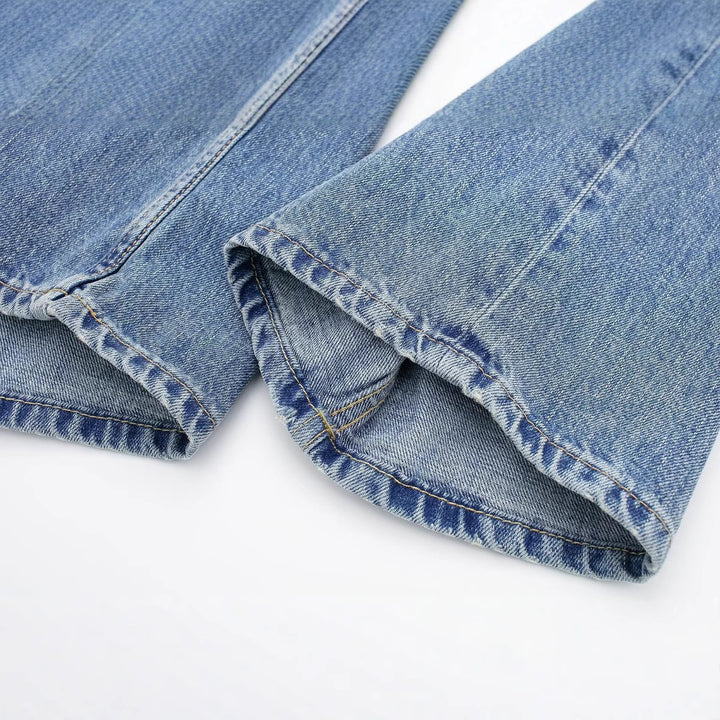 Damen 30+ weite High‑Waist Jeans mit elastischem Tunnelzugbund und geradem Bein Drune