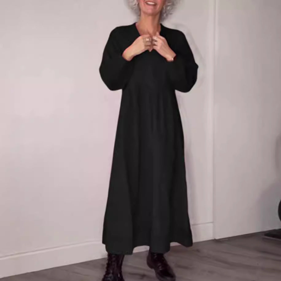 Damen nan knöchellanges Jersey-Kleid mit Empirenaht und Ballonärmeln Drune