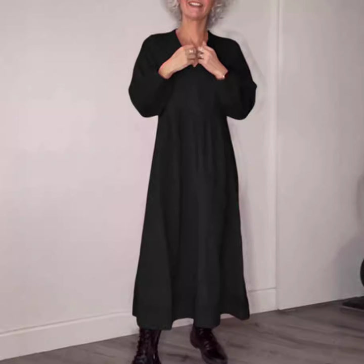 Damen nan knöchellanges Jersey-Kleid mit Empirenaht und Ballonärmeln Drune