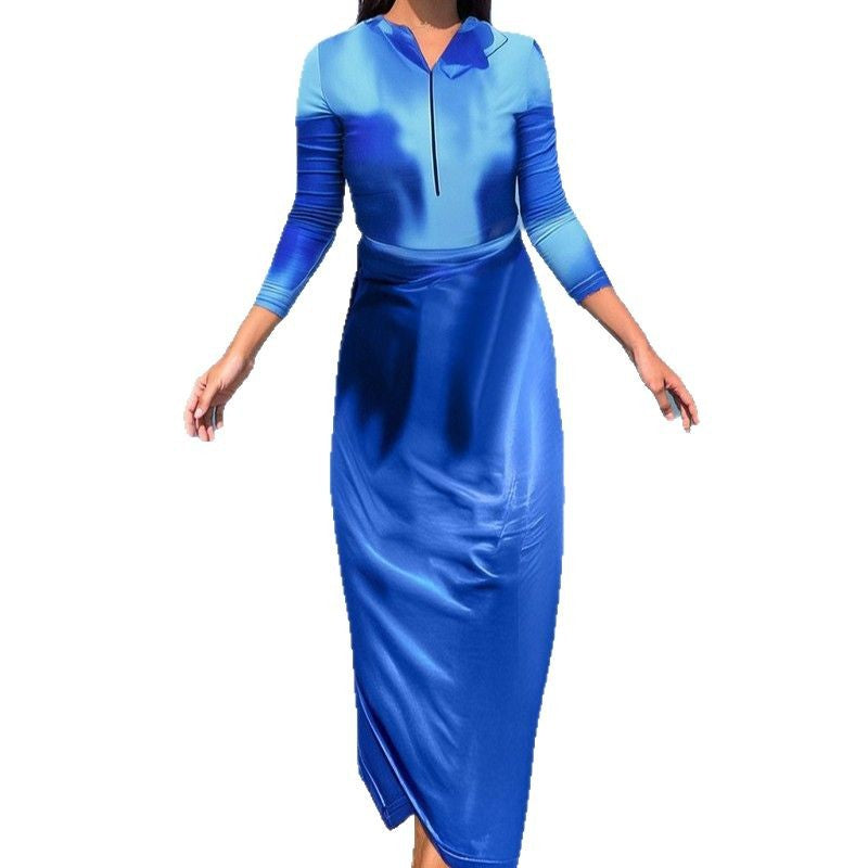 Damen Sportliches Strandkleid mit langen Ärmeln Drune