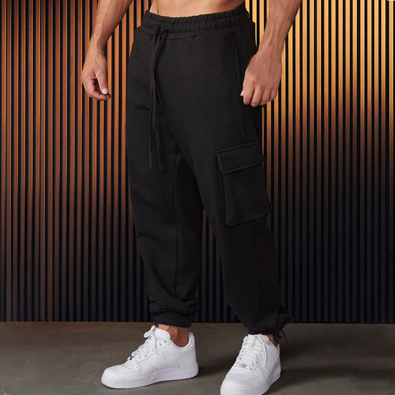 Herren entspannte Cargo-Hose mit praktischem Taschen-Design und elastischem Bund Drune