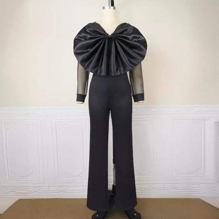 Damen Eleganter Jumpsuit mit voluminösem Satinkleid Drune