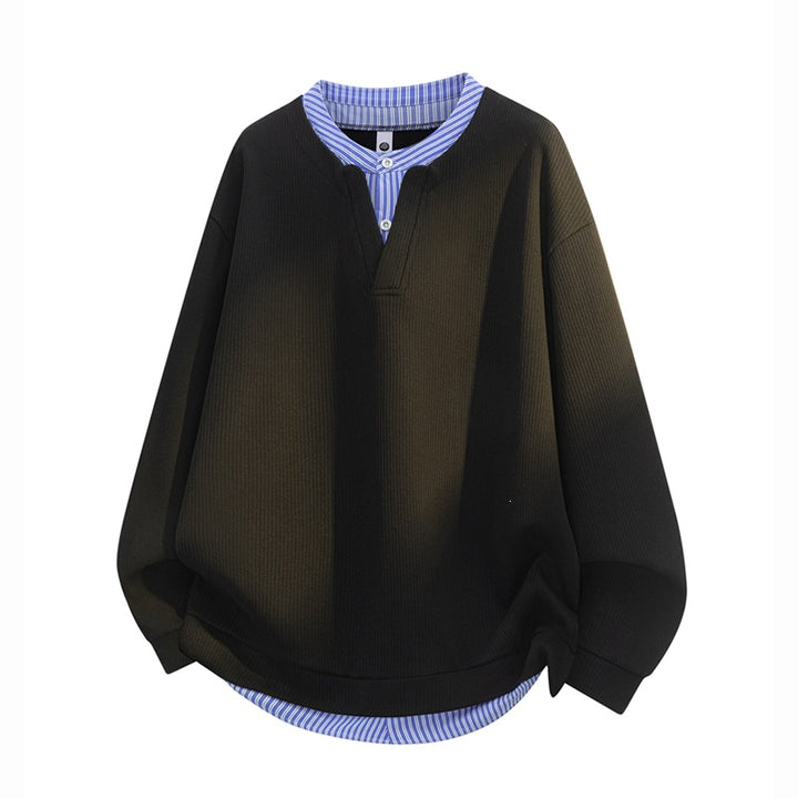 Herren Oversize-Struktur-Sweatshirt mit Hemd-Layer-Effekt Drune
