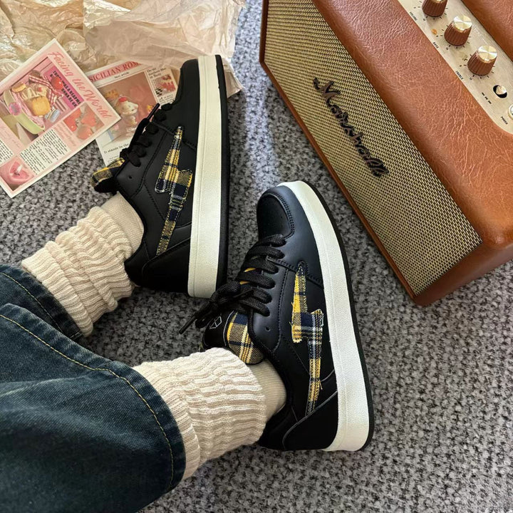 Damen Sneakers im modischen Karo-Design mit bequemer Dämpfung Drune