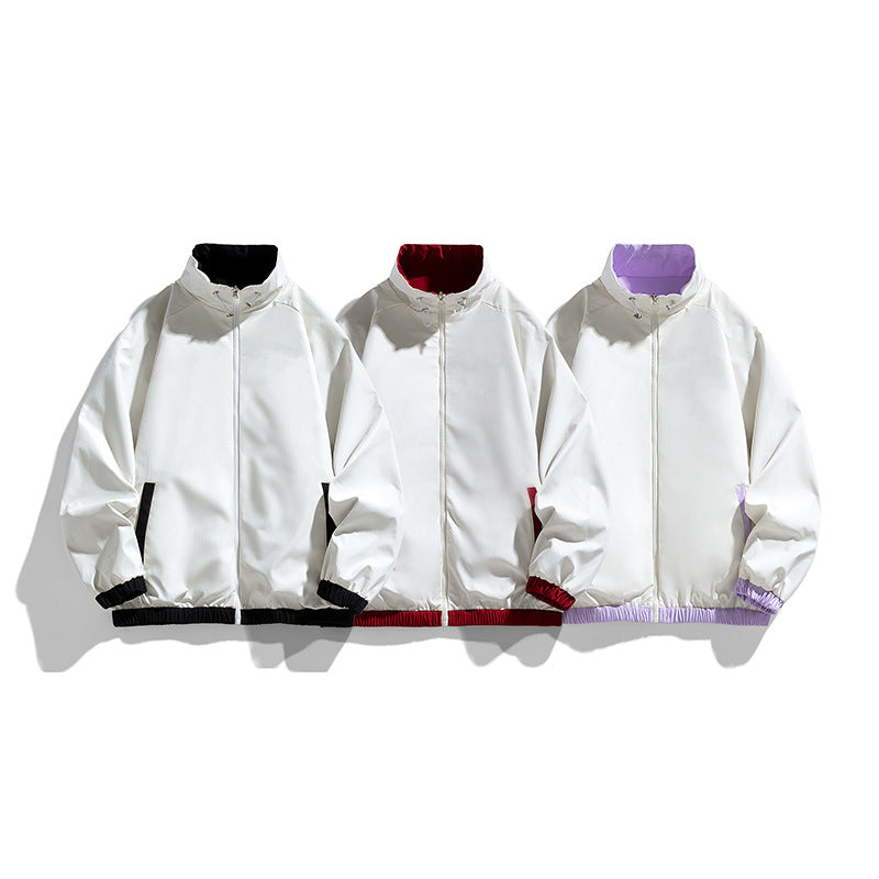 Damen Leichte Oversize-Trainingsjacke mit Stehkragen, Kontraststreifen und elastischem Saum Drune