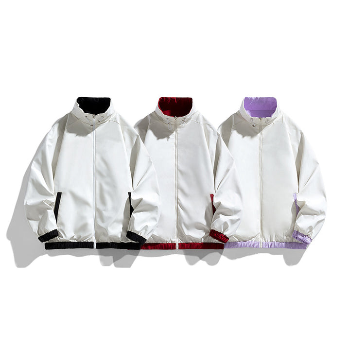 Damen Leichte Oversize-Trainingsjacke mit Stehkragen, Kontraststreifen und elastischem Saum Drune