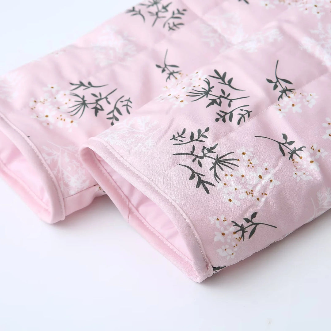 Damen nan wattierte Kimono-Übergangsjacke mit V-Ausschnitt Taille-Bindegürtel und zartem Blumenallover Drune