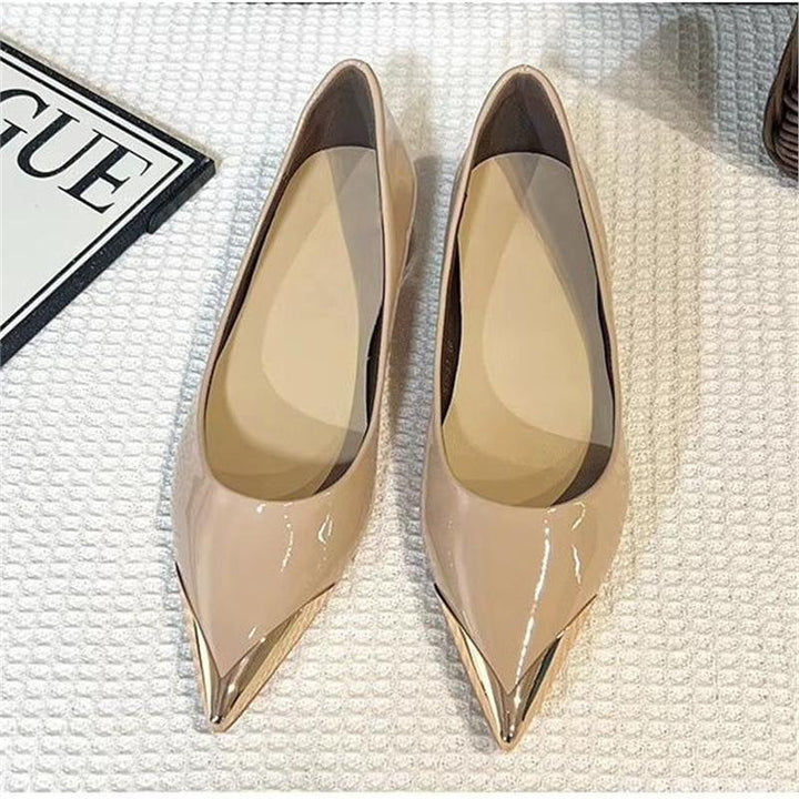 Damen Spitz zulaufende Pumps mit Leo-Veloursoptik und metallischer Kappenspitze Drune