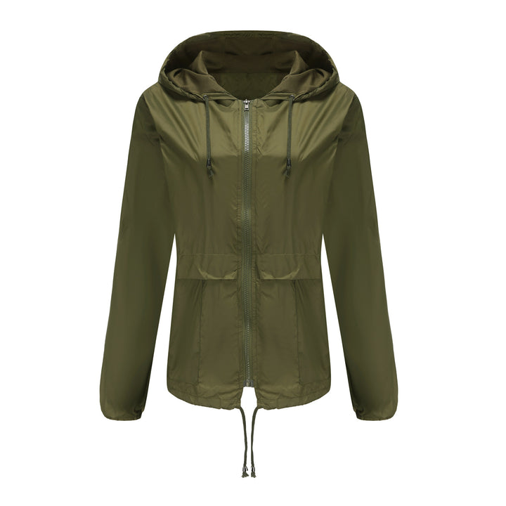 Damen nan leichte Windjacke mit Kapuze Mesh-Futter Kordelzug und Reißverschluss Drune