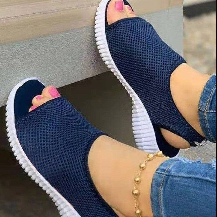 Damen nan atmungsaktive Netzstoff-Sandalen mit offener Zehenpartie und flexibler Fersenlasche Drune