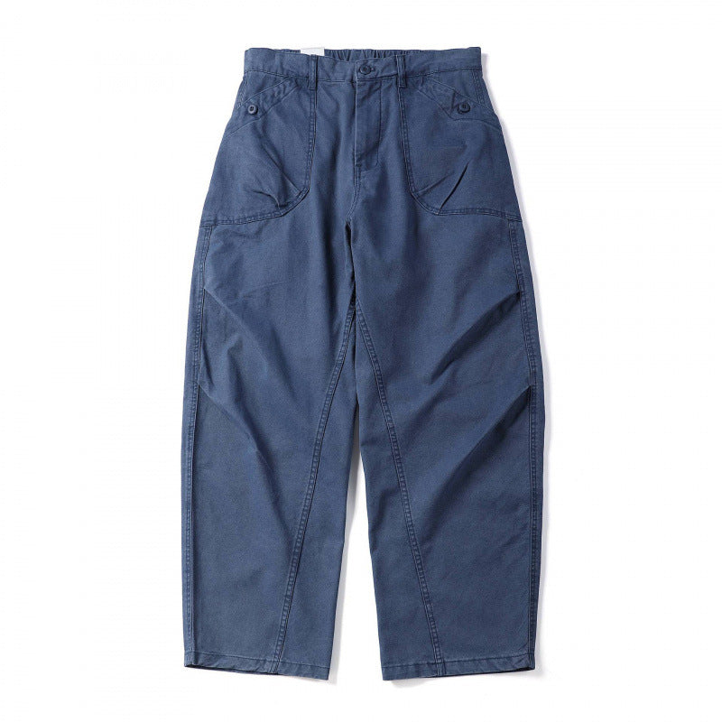 Unisex Lockere Utility-Hose mit hoher Taille, weitem Bein und aufgesetzten Arbeitstaschen Drune