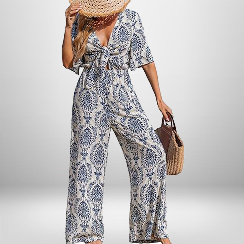 Damen Jumpsuit mit weitem Bein und elegantem Wickeldetail Drune