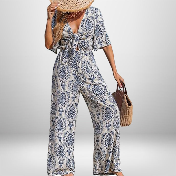 Damen Jumpsuit mit weitem Bein und elegantem Wickeldetail Drune