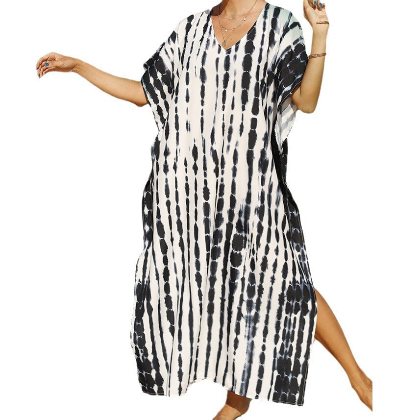 Damen luftiger Strandkaftan mit asymmetrischem Schnitt Drune