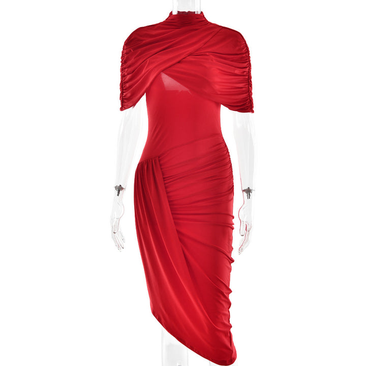 Damen elegantes, figurbetontes Rüschendes Abendkleid Drune