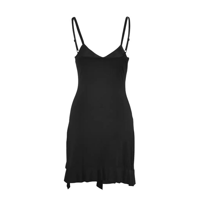 Damen Unterkleid mit verstellbaren Spaghettiträgern und Rüschenabschluss Drune