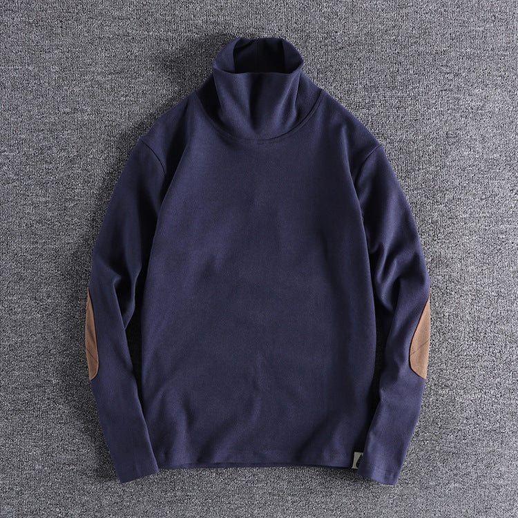 Herren Stehkragenpullover aus hochwertigem Fleece mit kontrastierenden Ellbogenpatches Drune