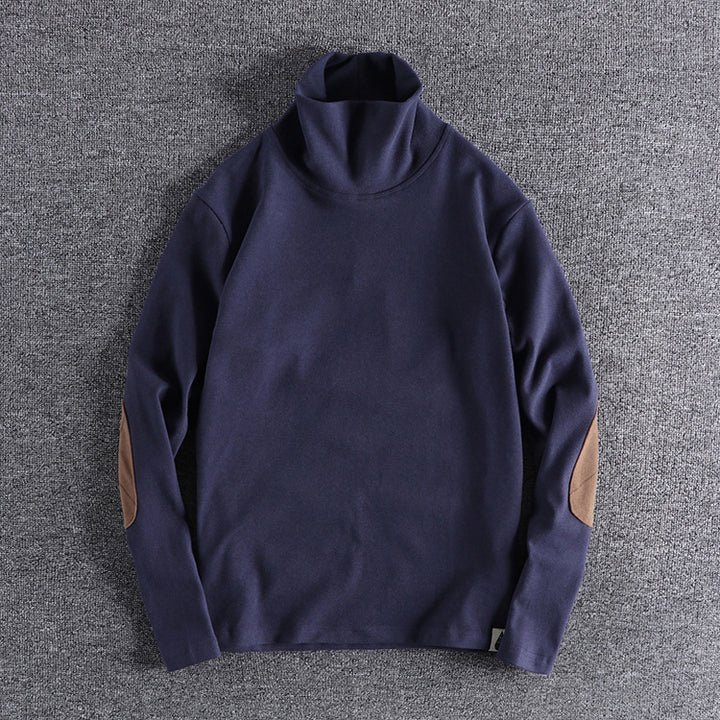 Herren Stehkragenpullover aus hochwertigem Fleece mit kontrastierenden Ellbogenpatches Drune