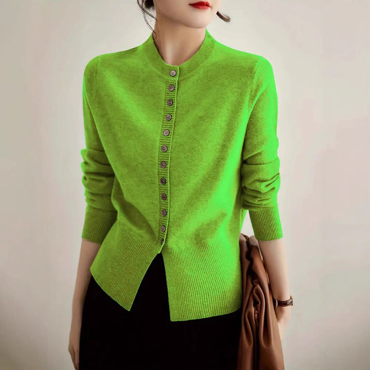 Damen Strickjacke mit feiner Knopfleiste und elegantem Stehkragen Drune