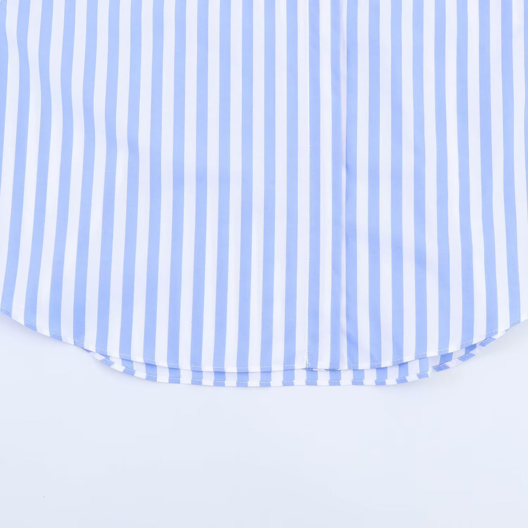 Damen Blusenshirt mit dekorativem Schleifenelement und modischem Streifenmuster Drune