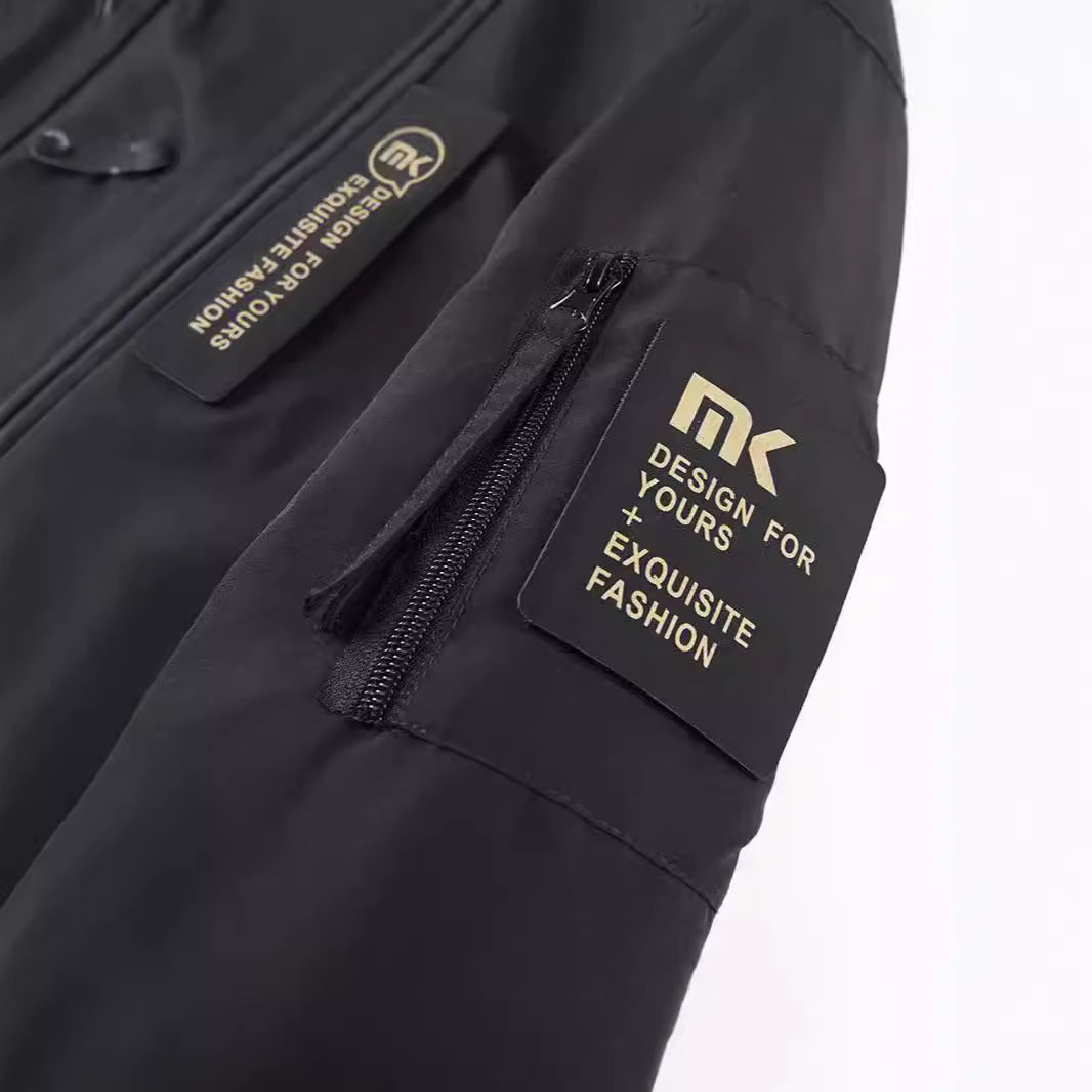 Herren Kapuzen-Fieldjacke mit Camouflage-Netzfutter und wasserabweisender Utility-Außenlage Drune