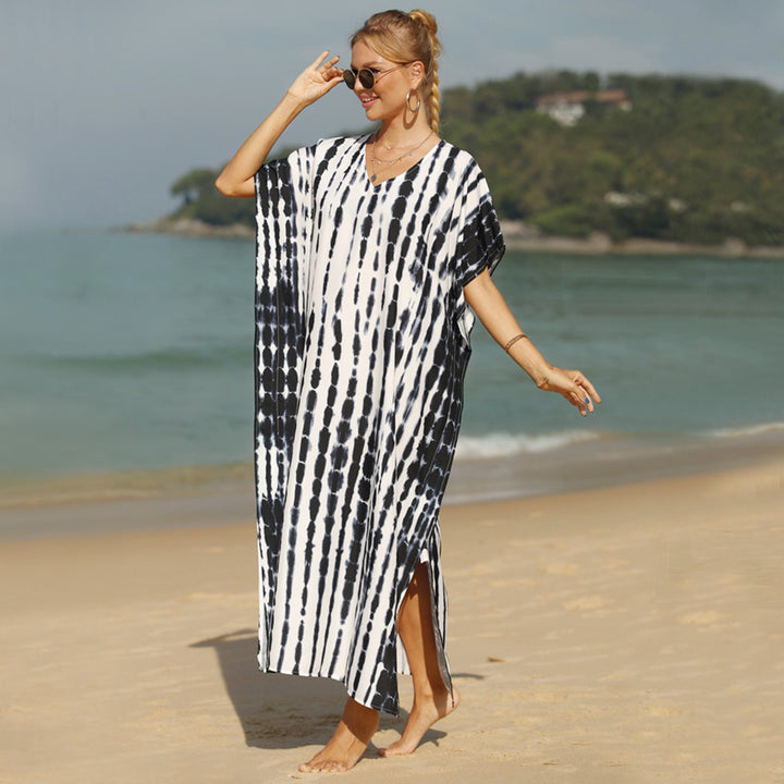 Damen Strandkleid mit modernem Batikmuster und lässigem Schnitt Drune