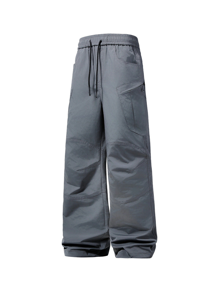 Herren Weite technische Cargohose mit elastischem Bund und schräger Reißverschlusstasche Drune