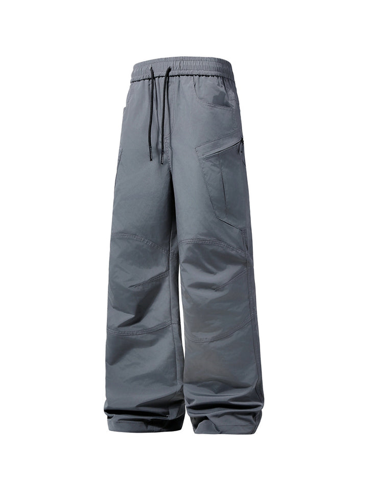 Herren Weite technische Cargohose mit elastischem Bund und schräger Reißverschlusstasche Drune