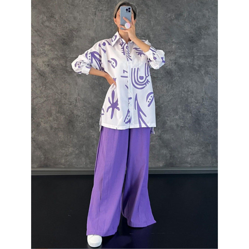 Damen Lässige Oversized-Bluse mit grafischem Druck und weiter Passform Drune