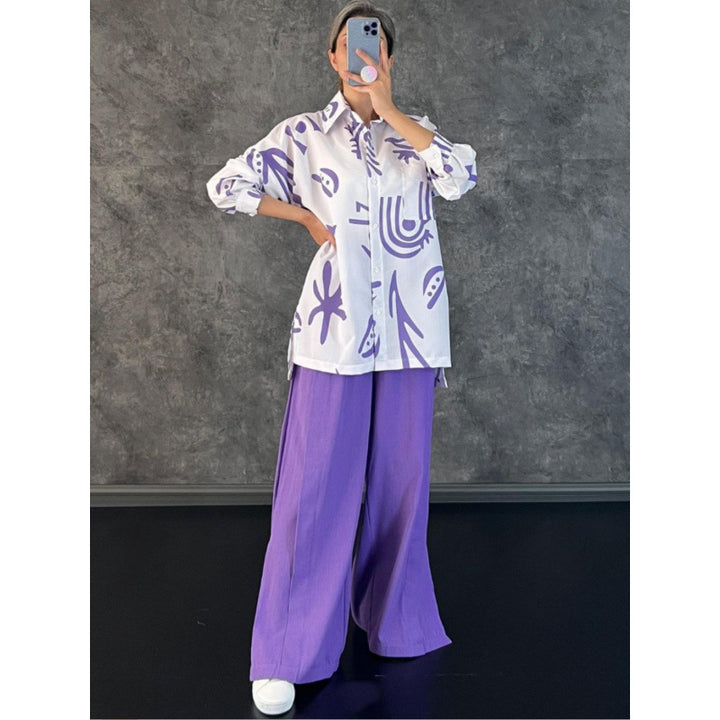 Damen Lässige Oversized-Bluse mit grafischem Druck und weiter Passform Drune