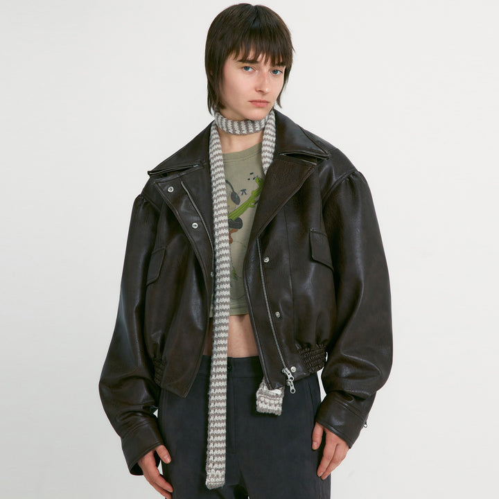 Damen Lederjacke im oversized Schnitt mit praktischen Taschen Drune