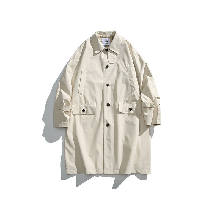 Herren übergroßer wasserdichter Trenchcoat mit Stehkragen und kariertem Futter Drune