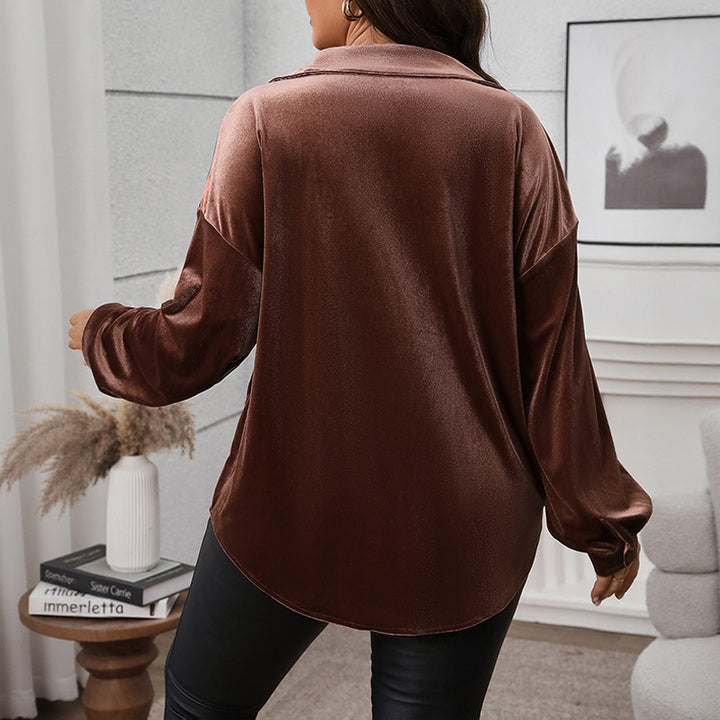 Damen Elegante Satinbluse mit Brusttasche Drune