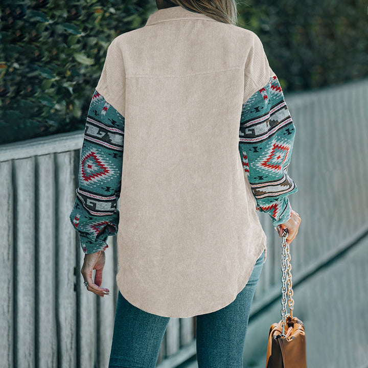 Damen Lässige Karo-Corduroy Hemdbluse Drune