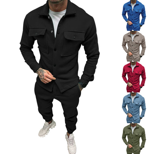 Herren sportliches Freizeit-Set mit modernem Kragen und praktischen Taschen Drune