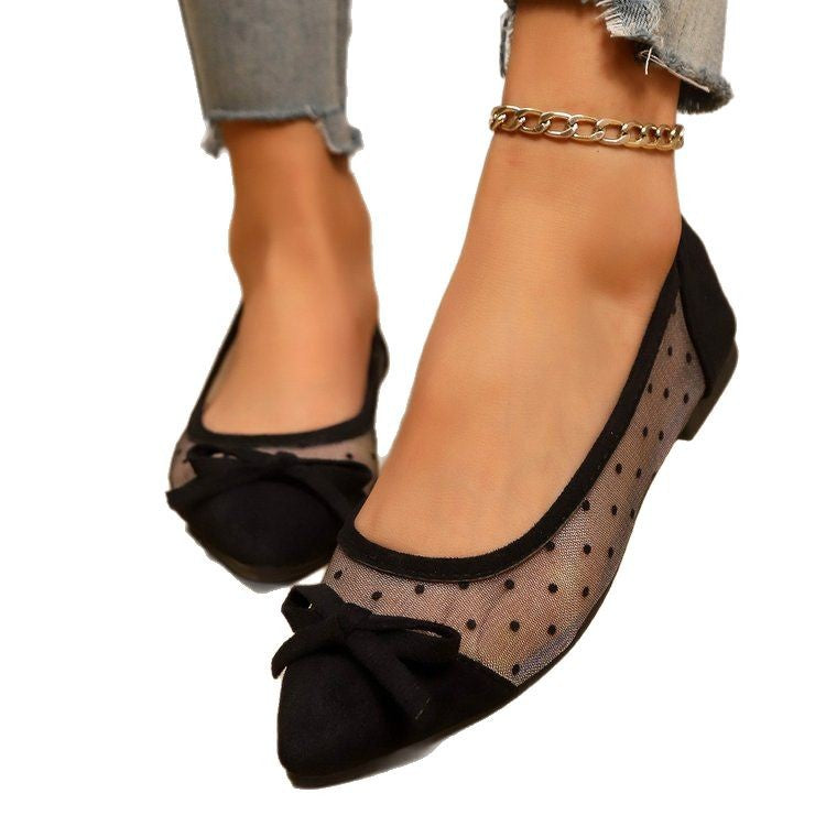Damen  spitze Ballerina-Slipper mit transparentem Mesh und gepolstertem Fußbett Drune