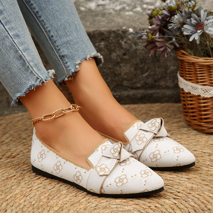Damen Ballerinas mit modischem Streifendesign und charmantem Schleifenakzent Drune
