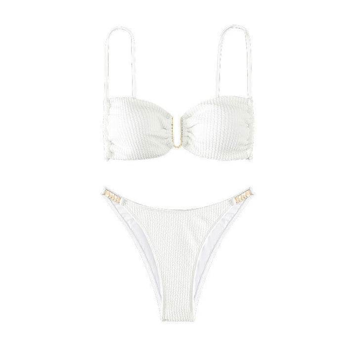 Damen Bikini-Set mit raffinierten Rüschen und goldenen Akzenten Drune