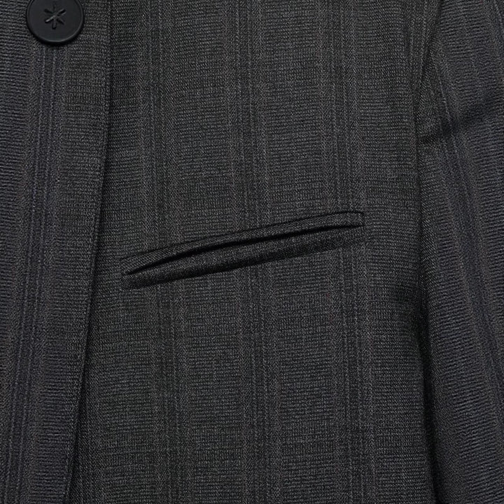 Damen Moderner schlanker Blazer mit asymmetrischer Knopfleiste und Stehkragen Drune