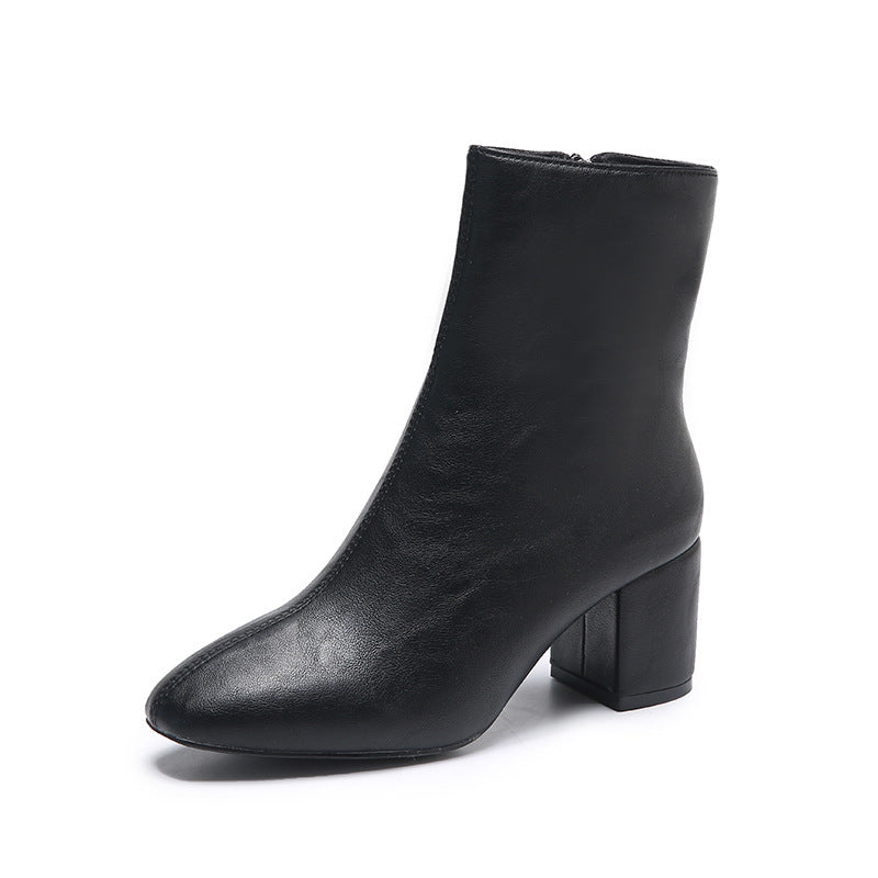 Damen Ankle Boots mit elegantem Blockabsatz und modischem Reißverschluss Drune