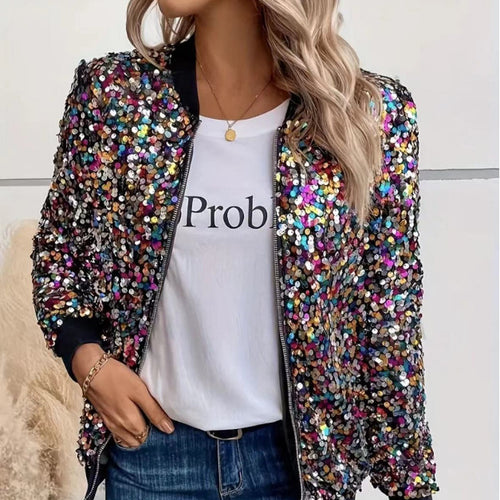 Damen Funktionsjacke mit glitzerndem Paillettendesign und bequemen Bündchen Drune