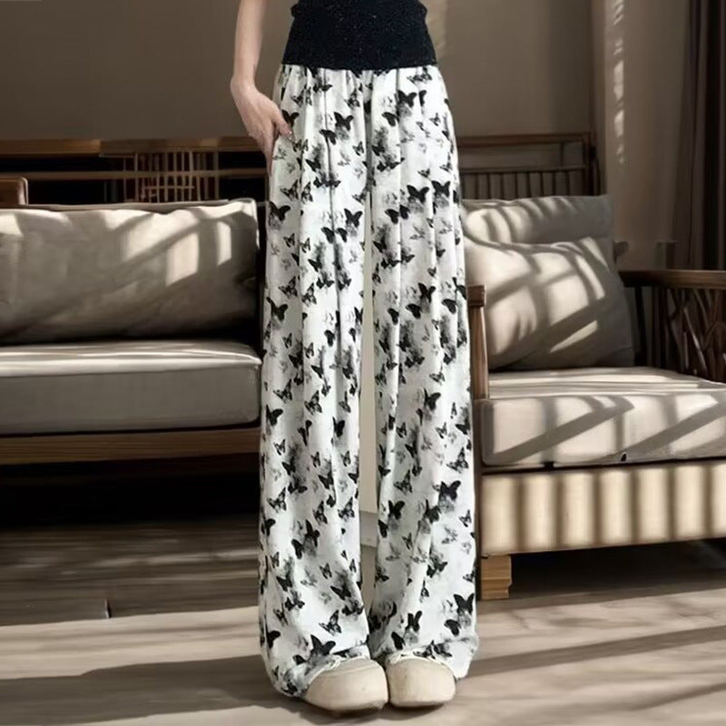Damen Bequeme Sommerhose mit Schmetterlingsmuster Drune